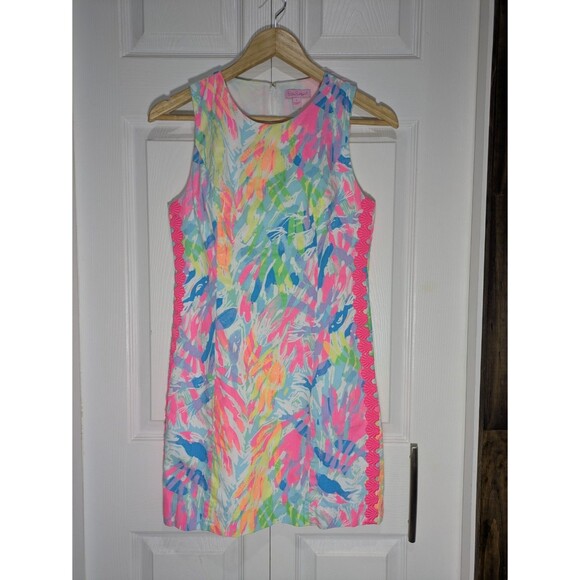 Lilly Pulitzer Mila Shift Dress With Shell Trim - Size 2 - Picture 1 of 9